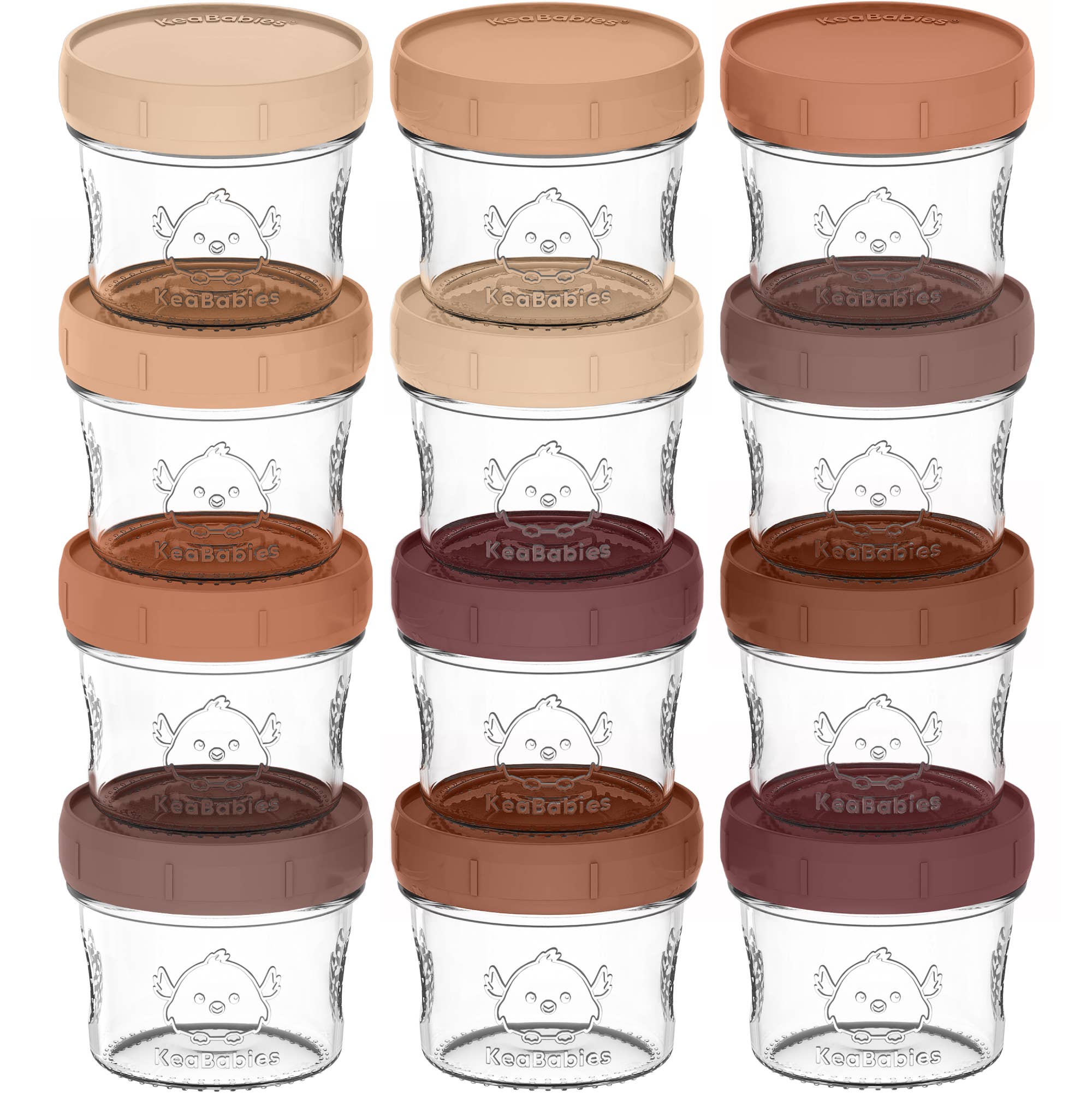 KeaBabies - 12pk Prep Baby Food Storage Containers, Leak-Proof Food Jars-Giggles N Gear