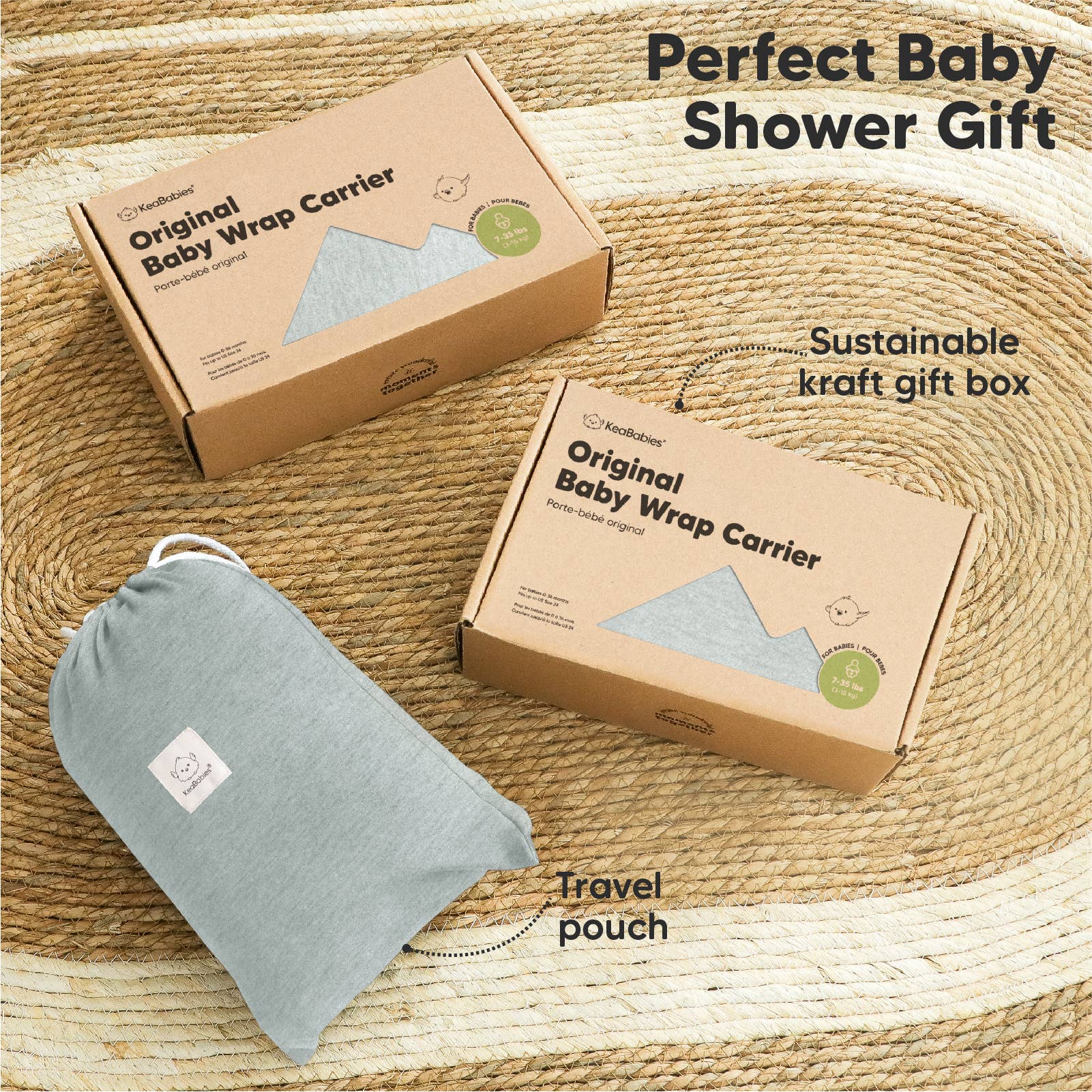 KeaBabies - KeaBabies Original Baby Wrap Carrier - Classic Gray-Giggles N Gear