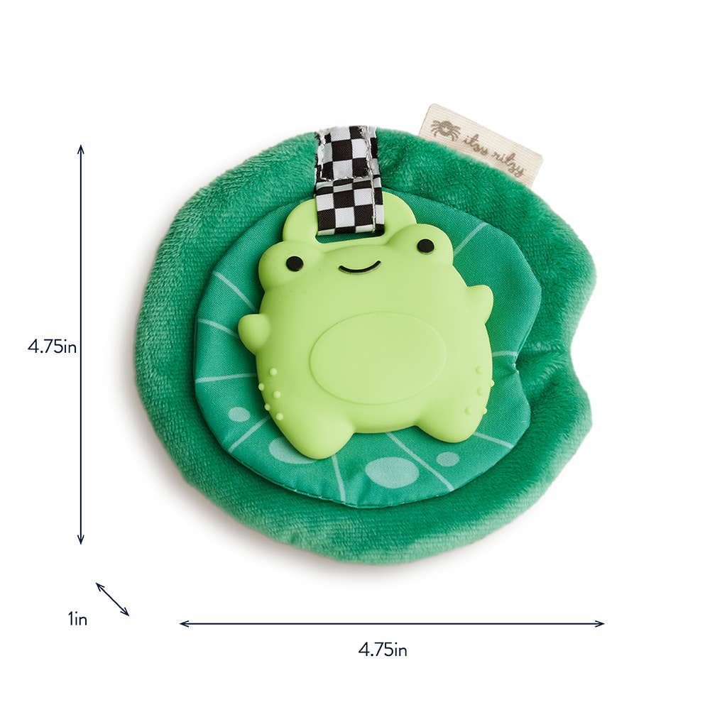 Itzy Teether Frog Sweetie Crinkle™ with soft plush, soothing silicone, and crinkle sound, perfect for babies!