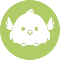 Cute cartoon bird with wings on a green background, perfect for a playful design or children’s theme.