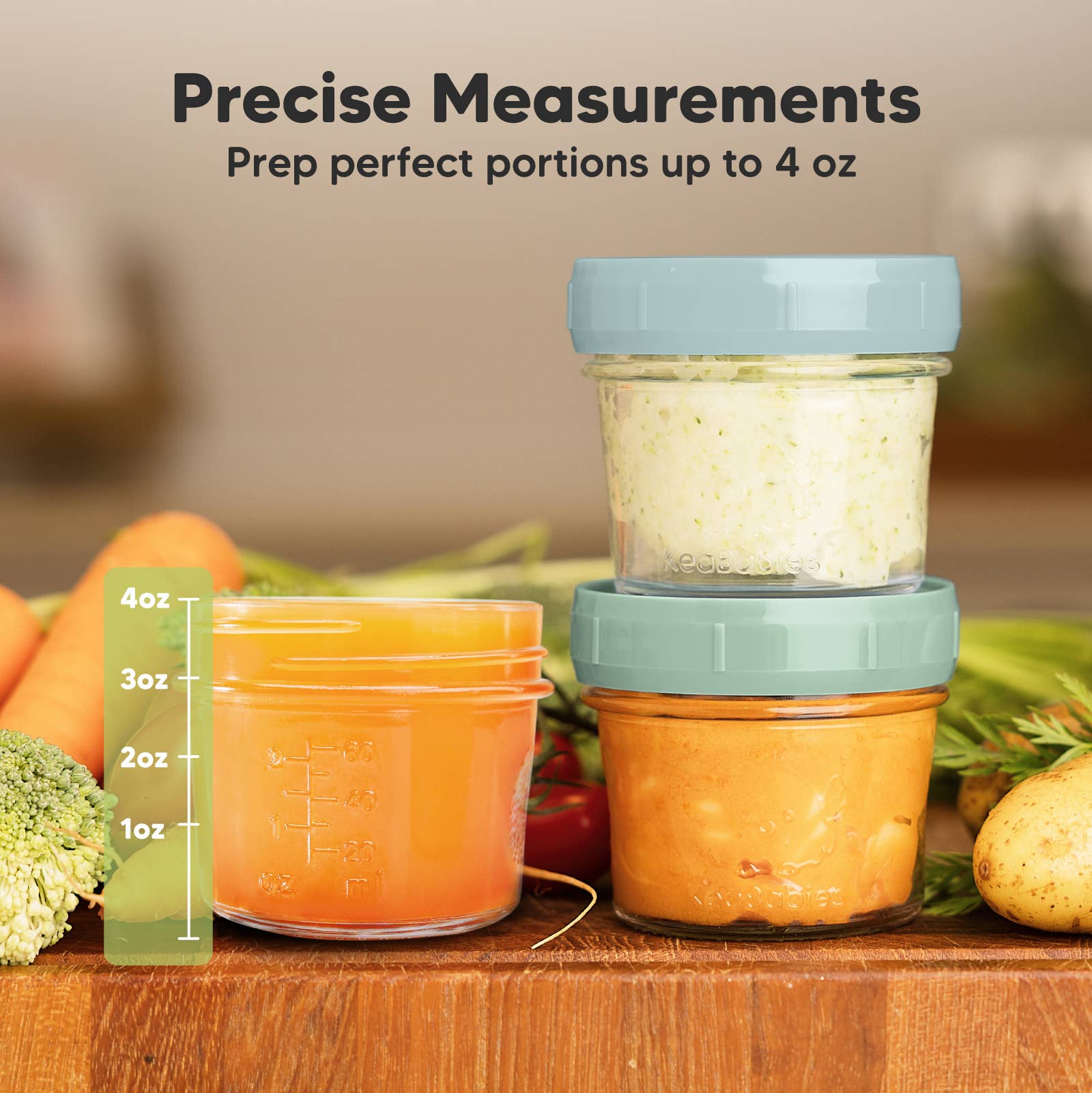 KeaBabies - 12pk Prep Baby Food Storage Containers, Leak-Proof Food Jars-Giggles N Gear