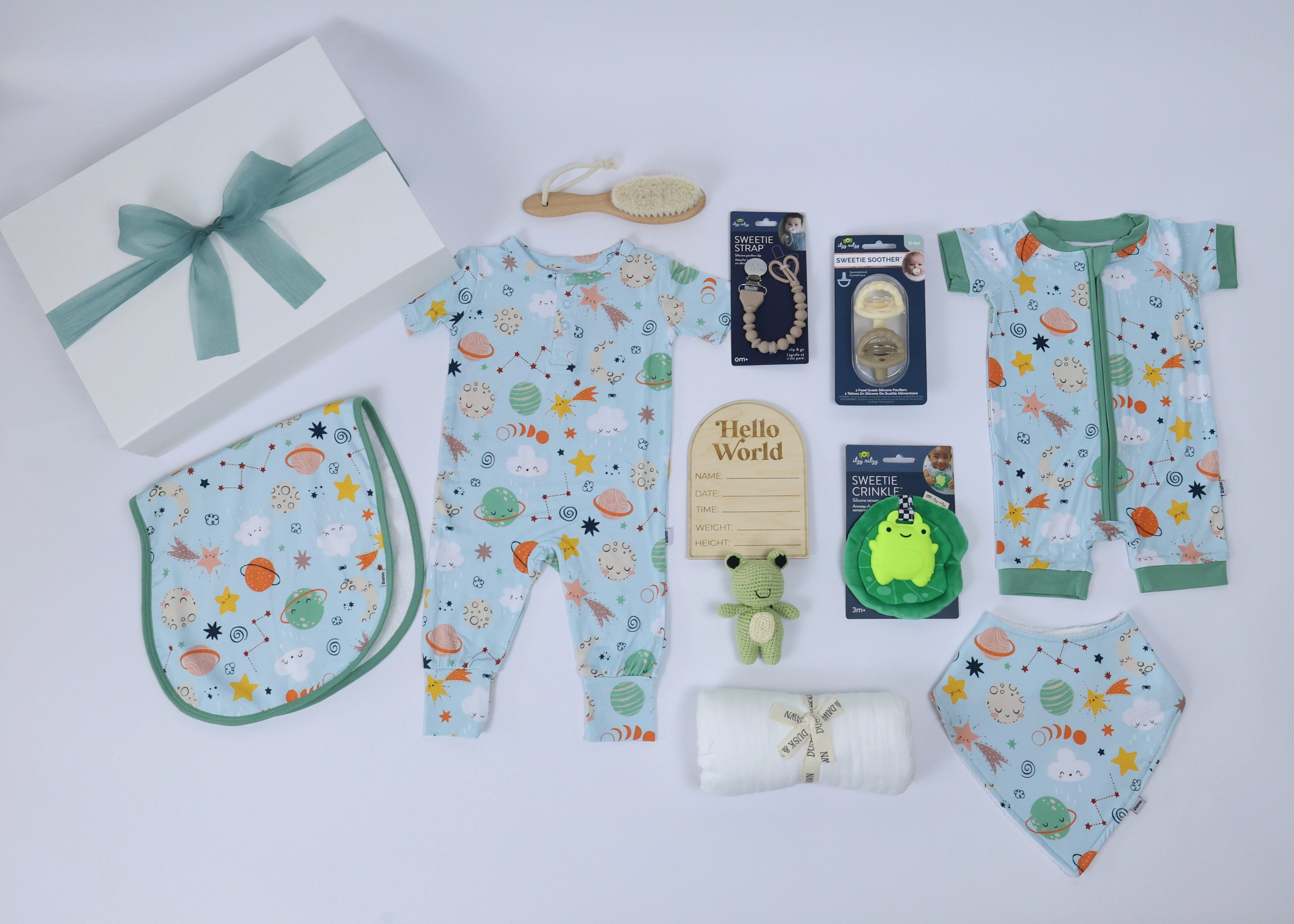 Baby Gift Set for Boys - Play All Day Cosmic with babywear, essentials, and gift box.