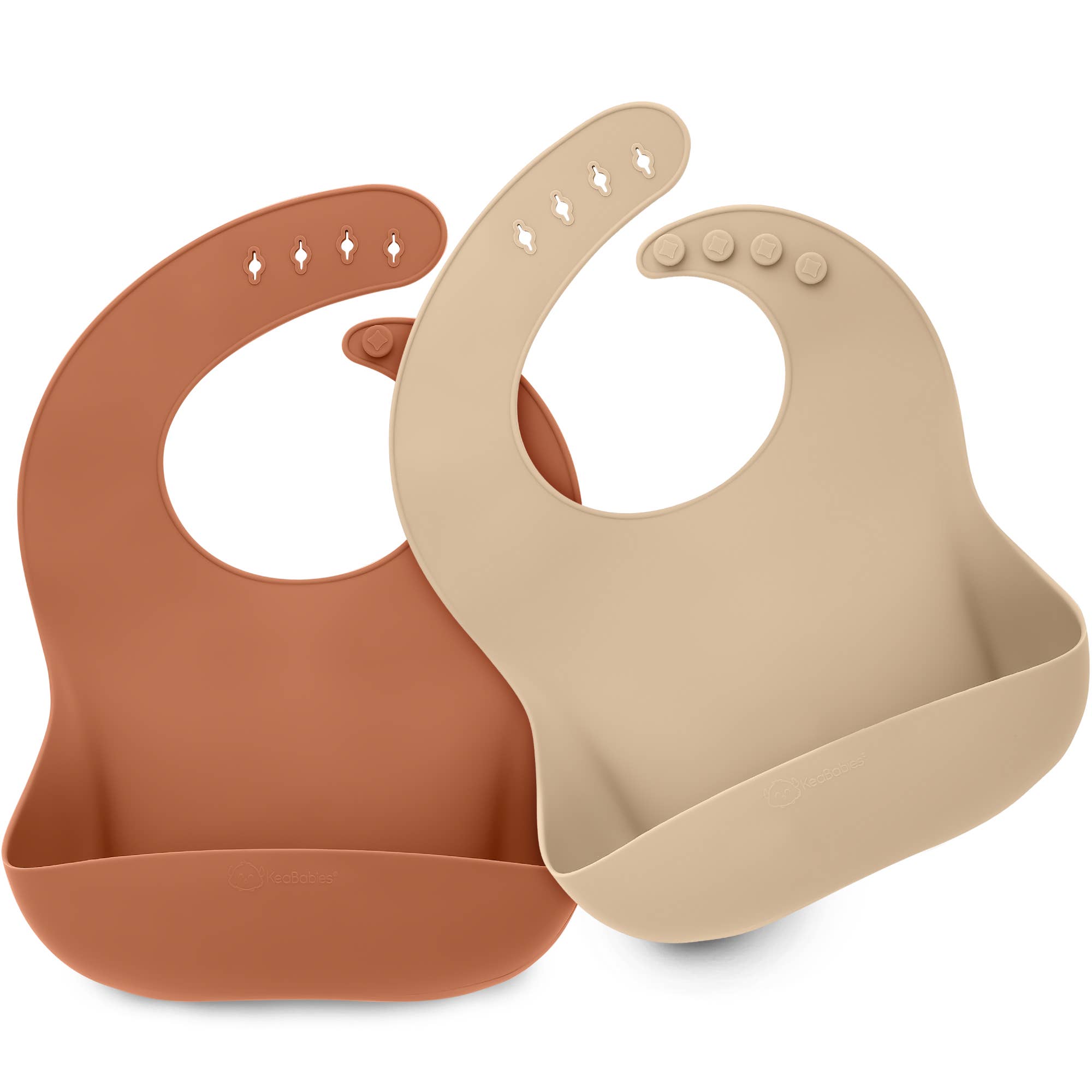 Silicone Bibs for babies and toddlers in a 2-pack, featuring food-grade silicone and deep pocket design, ideal for boys and girls.