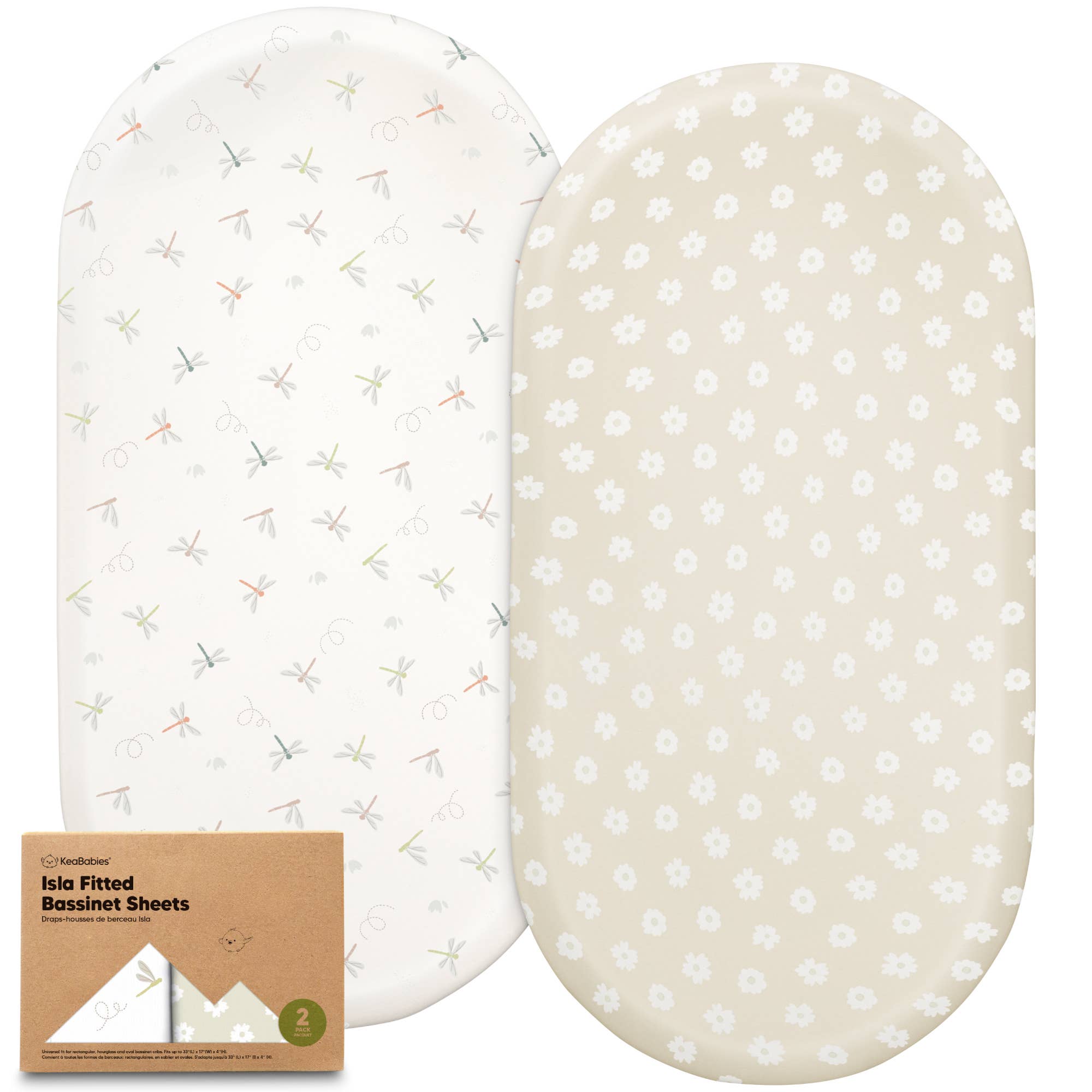 KeaBabies - Isla Bassinet Mattress Sheets Fitted for Baby Girls, Boys - Meadow-Giggles N Gear